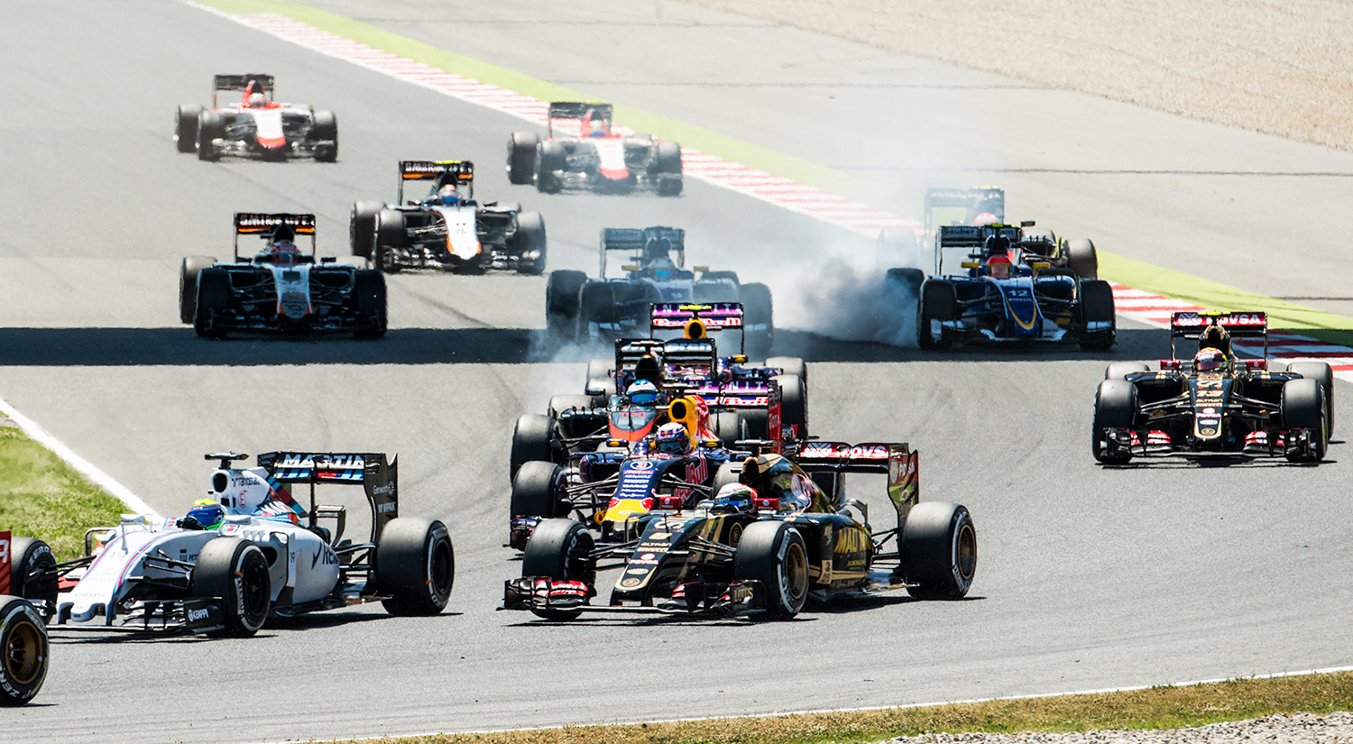 First lap of the Spanish Grand Prix,  Circuit de Catalunya, Barcelona, Spain, 2015
